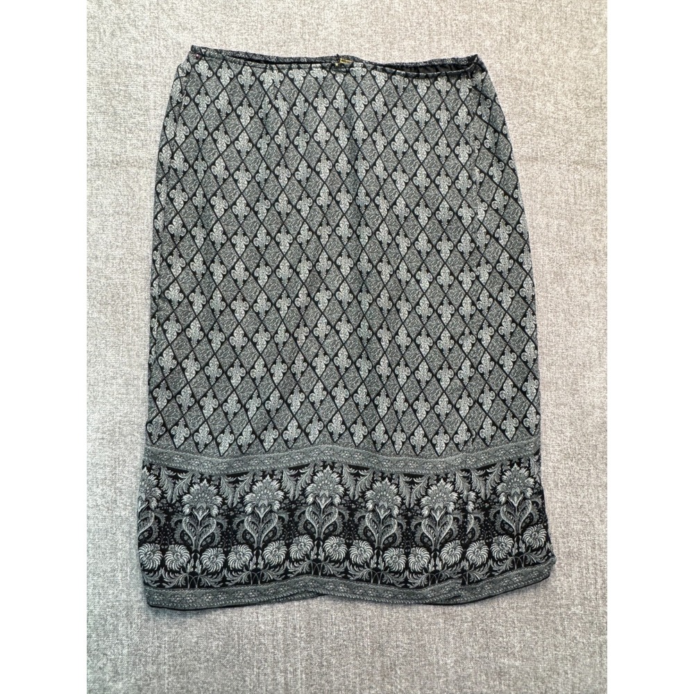 Vintage Giorgio Fiorlini Plus Midi Skirt‎ 22 Black Floral Tapestry Boho Italy
